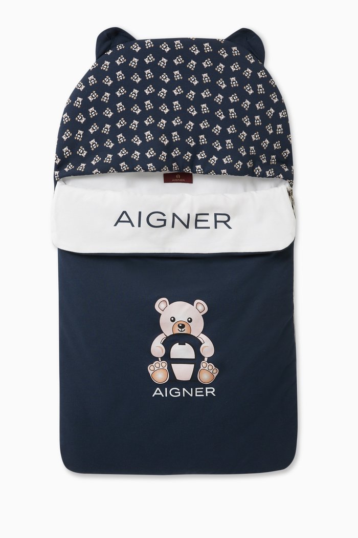 

Bear Print Sleeping Bag in Cotton, Blue