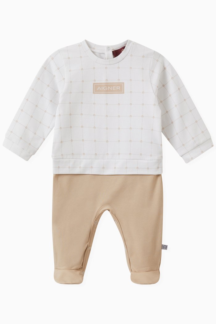 Monogram Overall in Stretch Cotton, Neutral