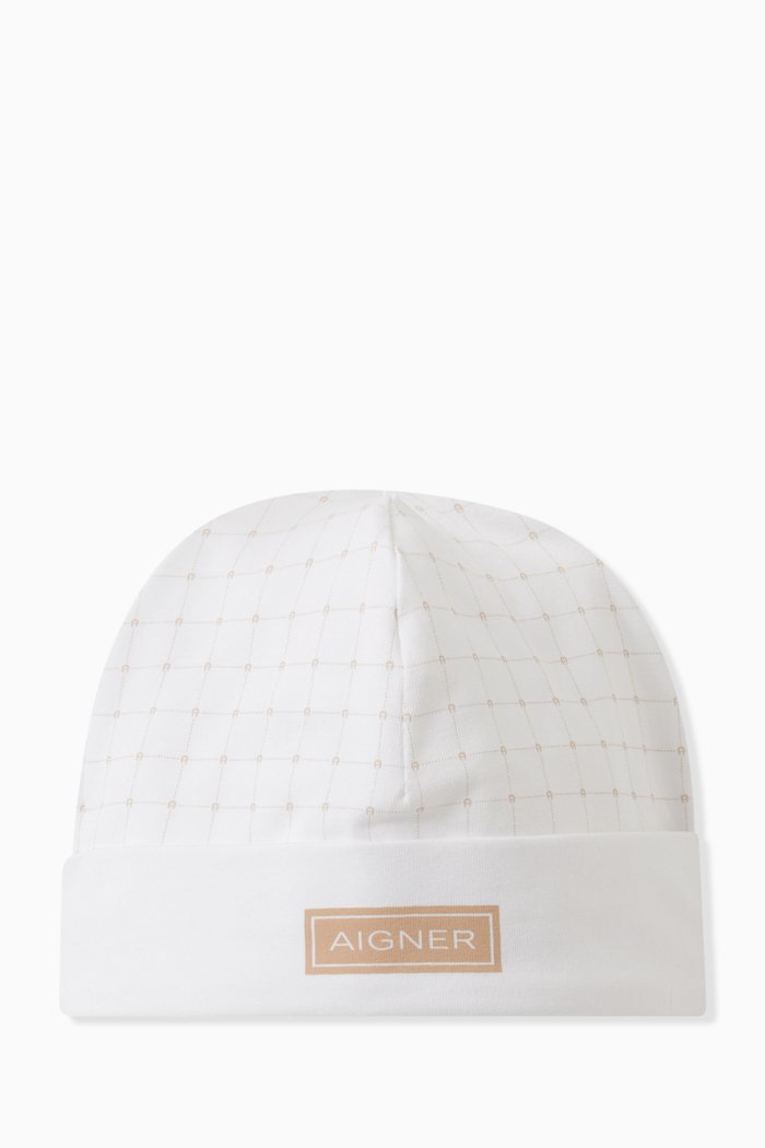 

Logo Print Baby Cap in Cotton, Neutral