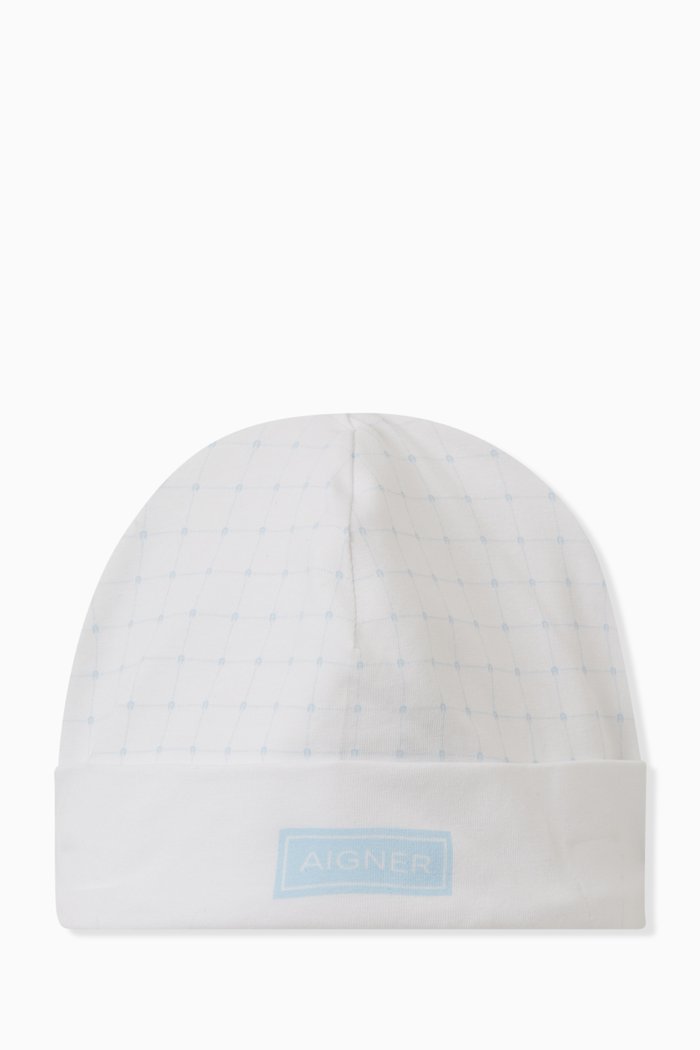 

Logo Print Baby Cap in Cotton, Blue