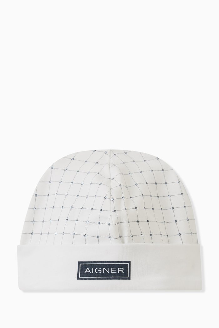 

Logo Print Baby Cap in Cotton, Blue