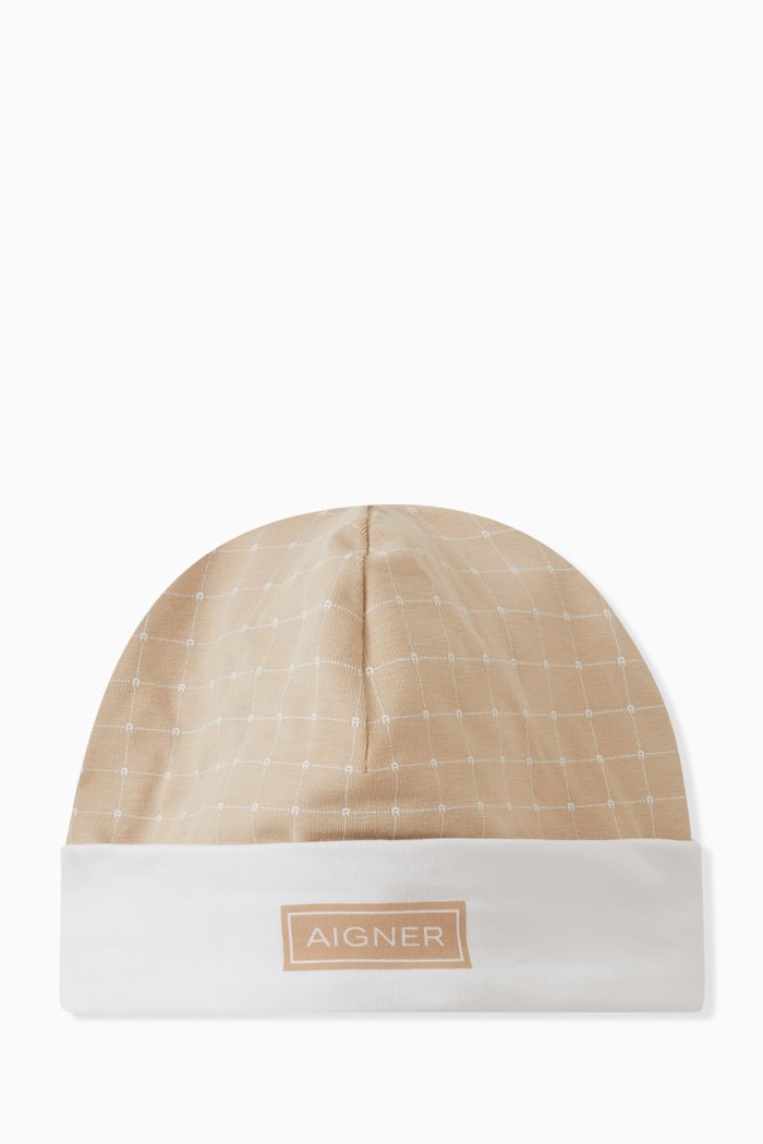 Logo Print Baby Cap in Cotton, Neutral