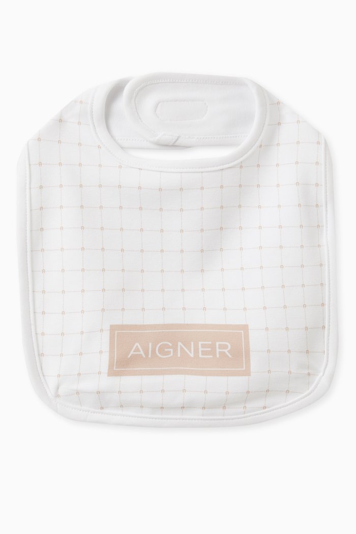 

Logo Print Bib in Cotton, Neutral