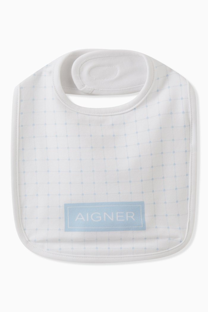 

Logo Print Bib in Cotton, Blue
