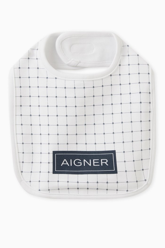 

Logo Print Bib in Cotton, Blue