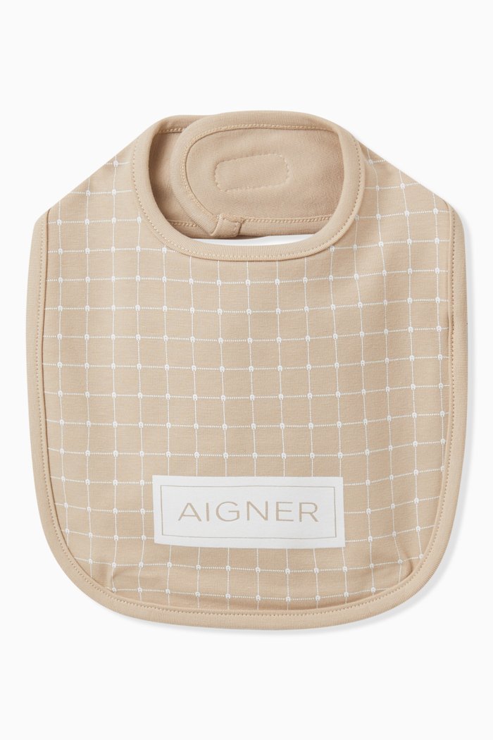 

Logo Print Bib in Cotton, Neutral