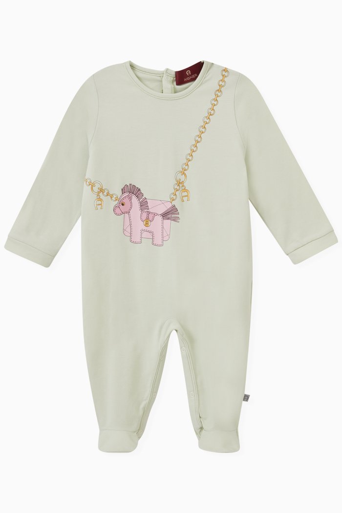 

Horse Logo Sleepsuit in Cotton, Blue