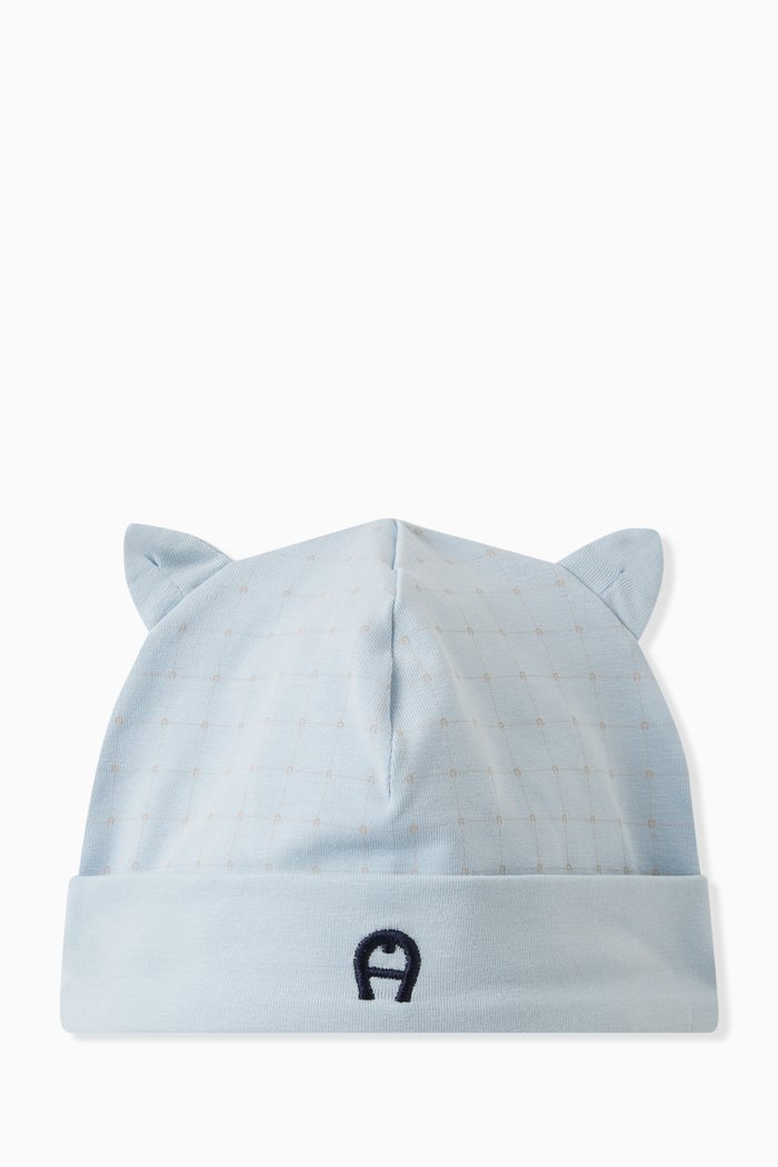 

Logo Ear Baby Hat in Cotton, Blue