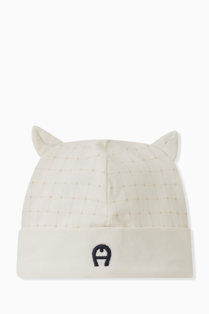 

Logo Ear Baby Hat in Cotton, Neutral