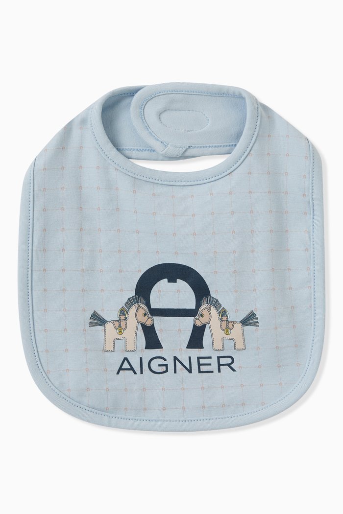 

Horse Print Bib in Cotton, Blue