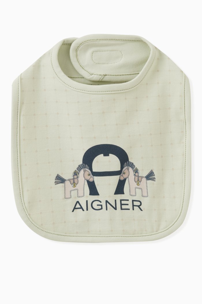 

Logo Print Bib in Cotton, Blue
