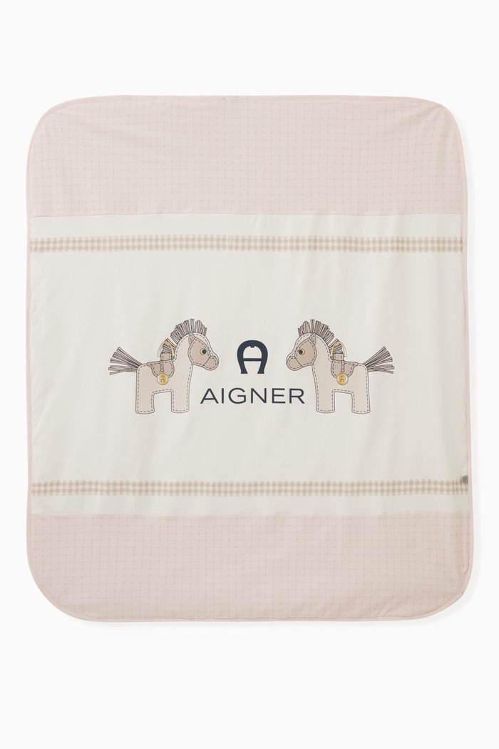 

Horse Print Baby Blanket in Cotton, Pink