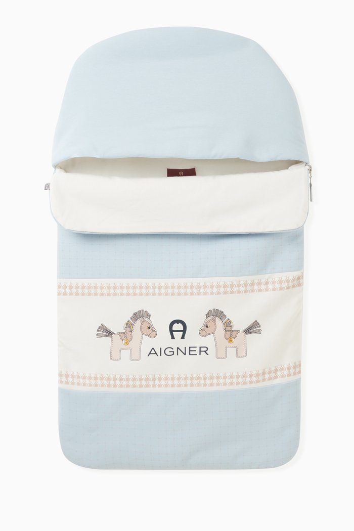 

Horse Print Sleeping Bag in Cotton, Blue