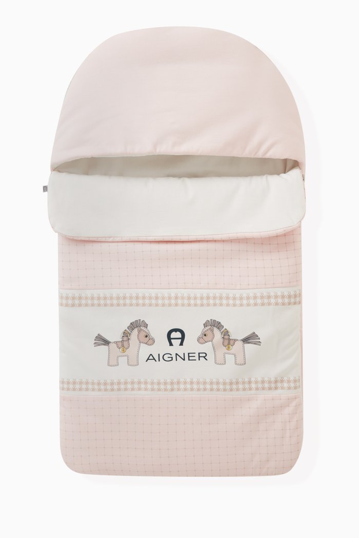 

Horse Print Sleeping Bag in Cotton, Pink