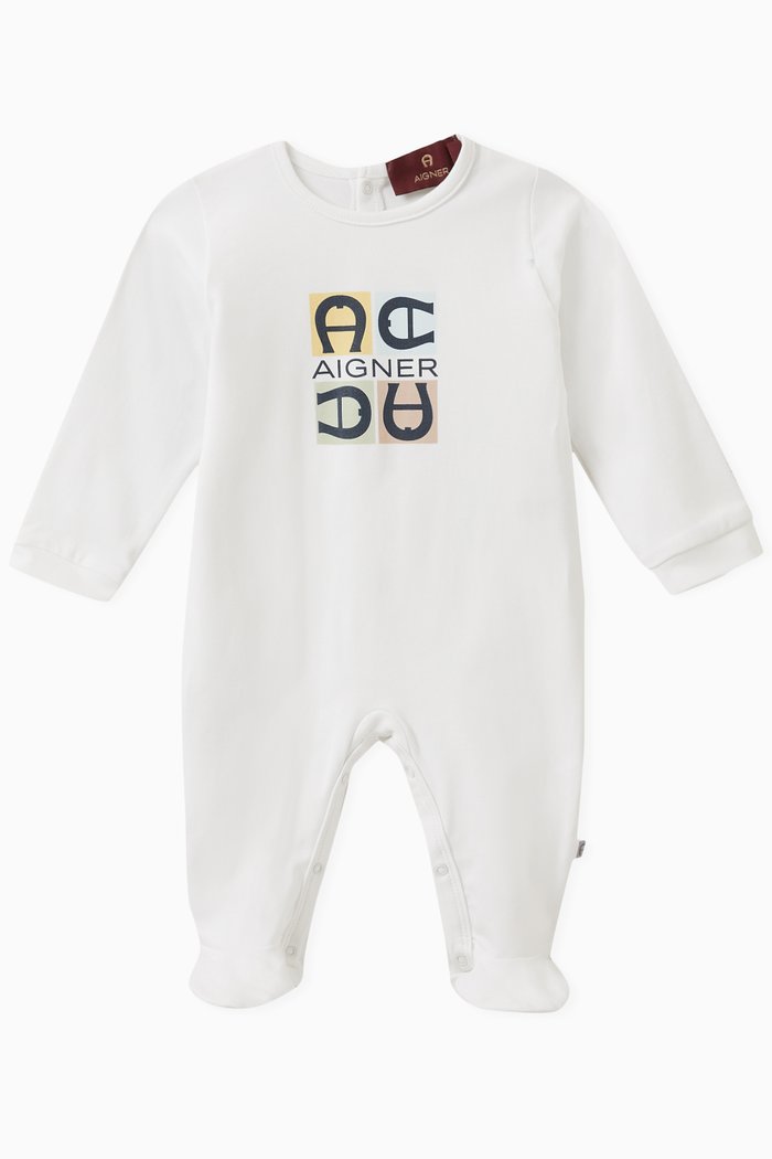 

Graphic Logo Overall in Stretch Cotton, White