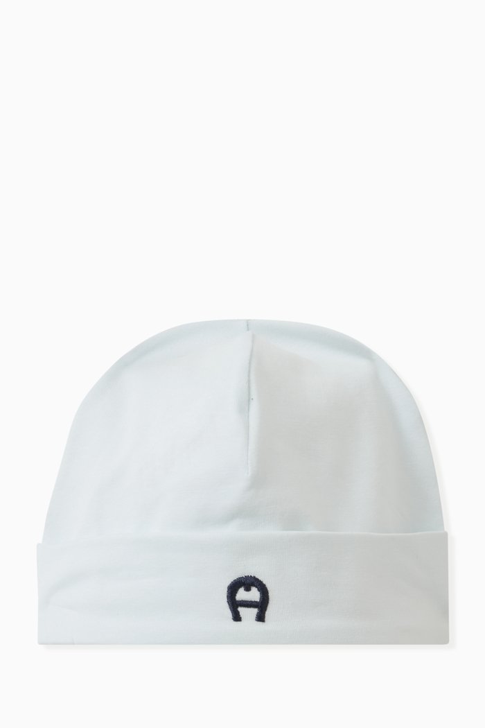 

Embroidered Logo Baby Hat in Cotton, Blue