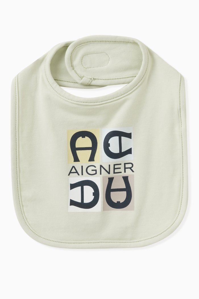 

Logo Horse Print Bib in Cotton, Blue