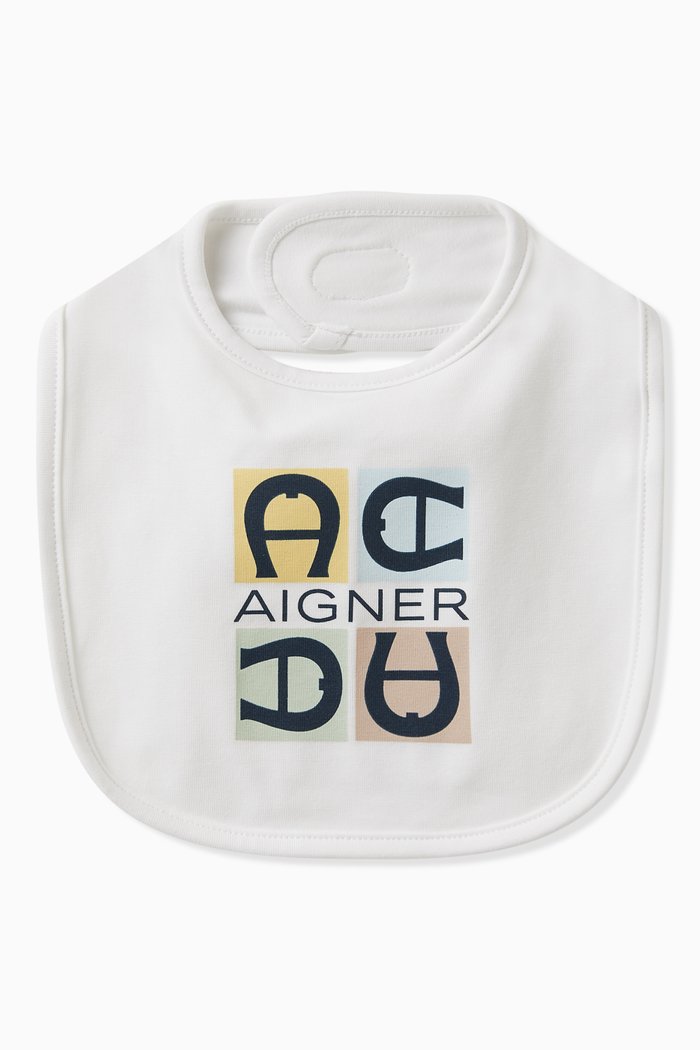 

Logo Print Bib in Cotton, White