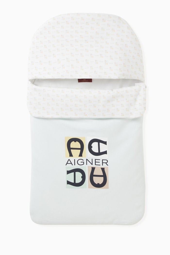 

Logo Print Sleeping Bag in Cotton, Blue