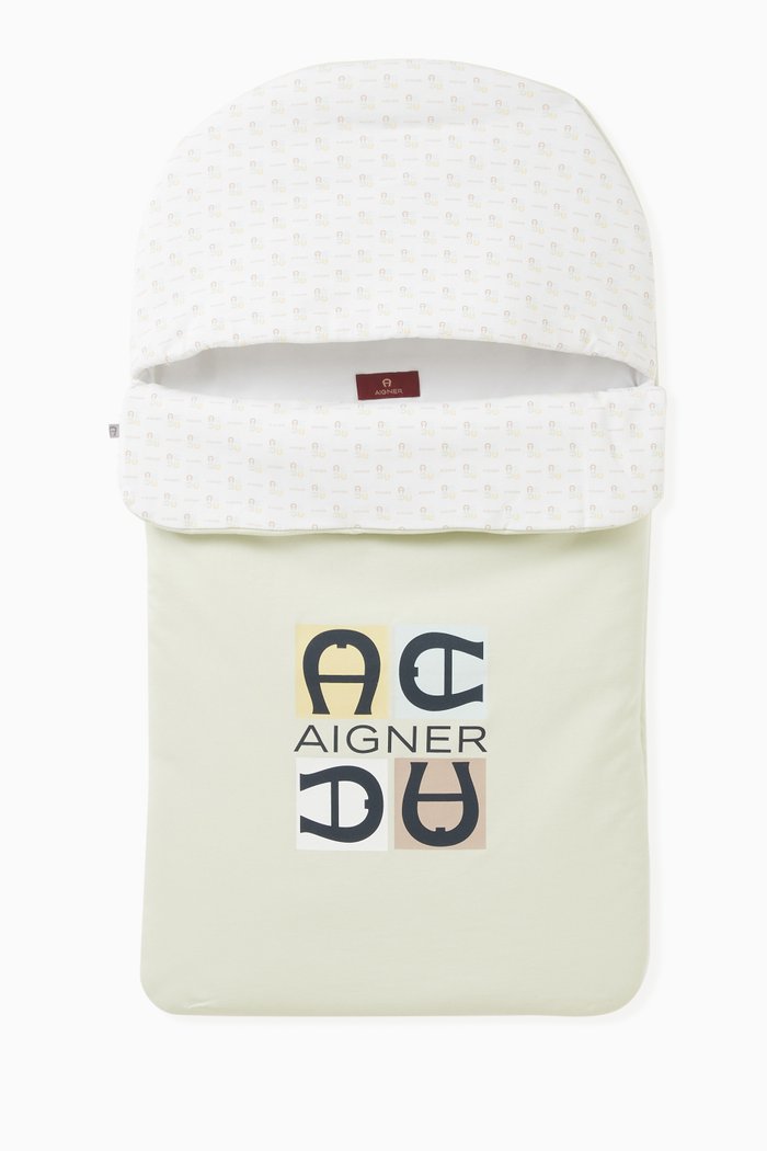

Logo Print Sleeping Bag in Cotton, Blue