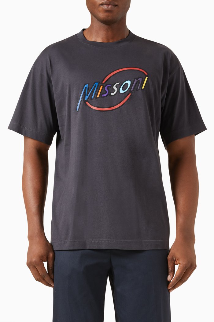 

Graphic Logo Print T-shirt in Cotton, Blue