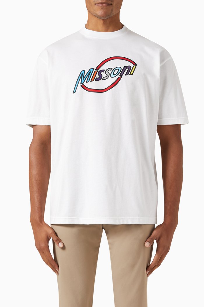 

Graphic Logo Print T-shirt in Cotton, White