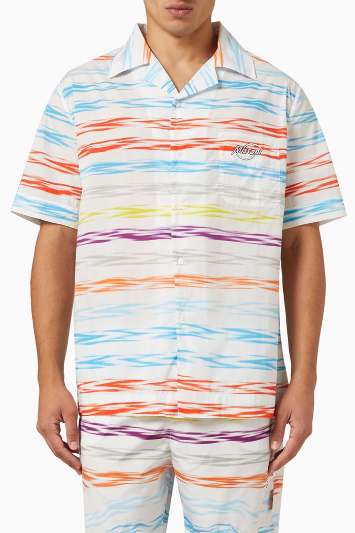 

Zig Zag Bowling Shirt in Cotton, Multicolour