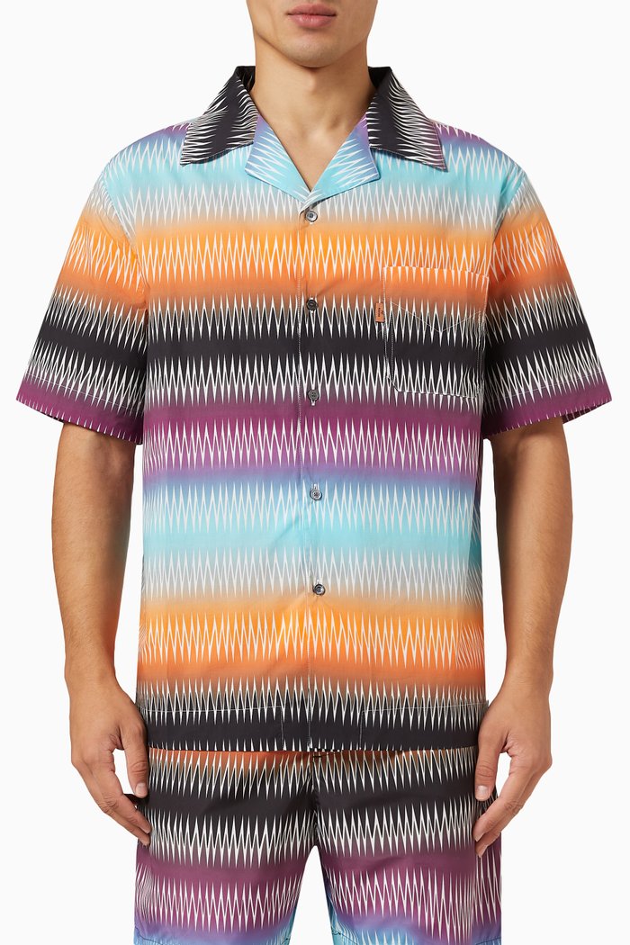 

Zig Zag Bowling Shirt in Cotton, Multicolour