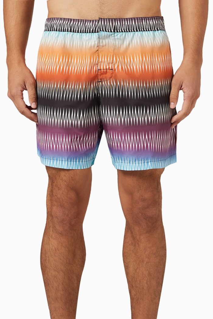 

Zig Zag Swim Shorts in Technical Fabric, Multicolour