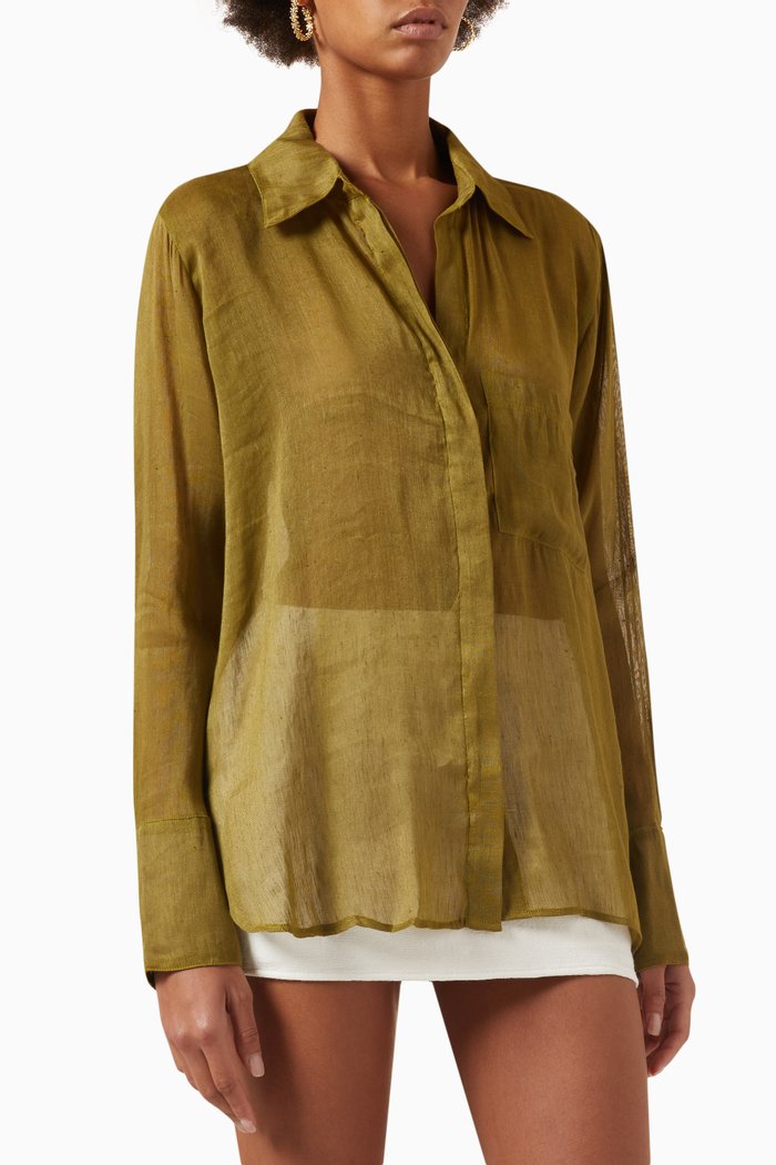 

Soleil Blouse in Linen, Green