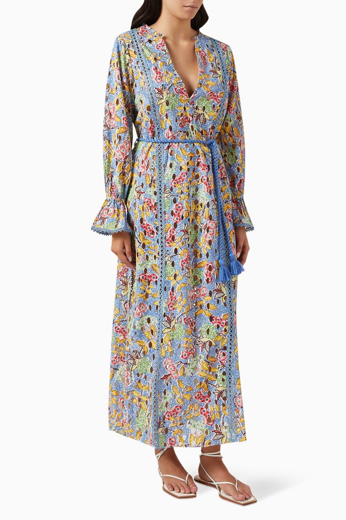 

Preet Maxi Dress in Cotton, Blue