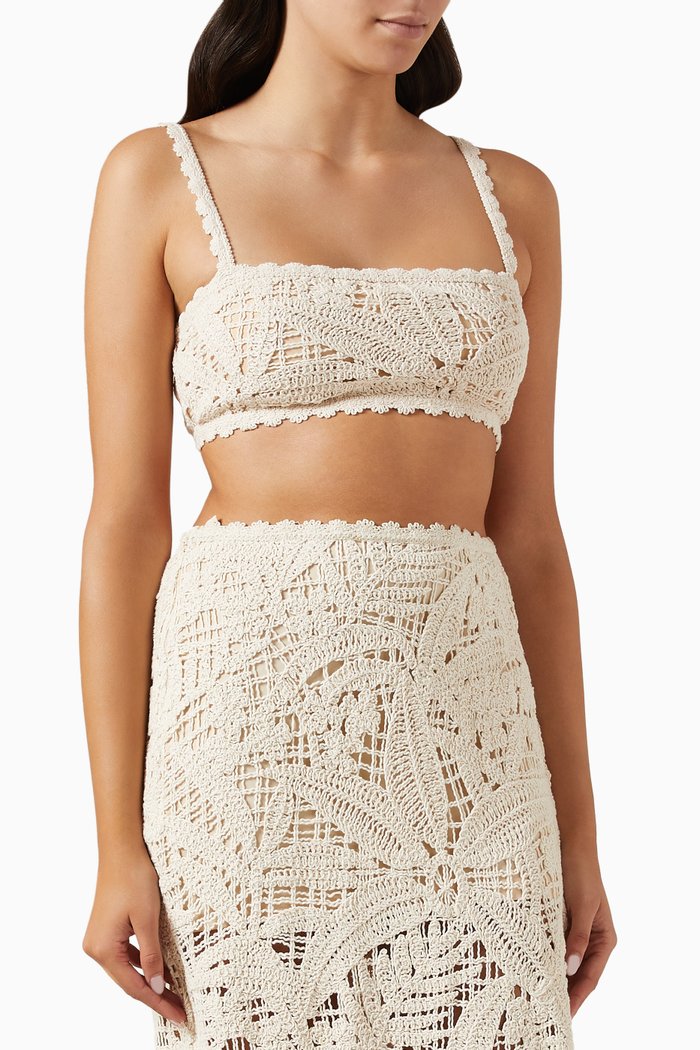Goa Bandeau Top in Crochet, Neutral