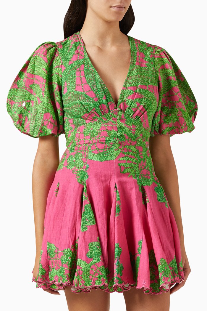 Goa Mini Dress in Cotton, Green