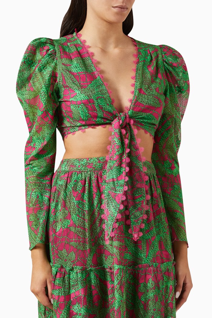 

Goa Crop Top in Cotton, Green