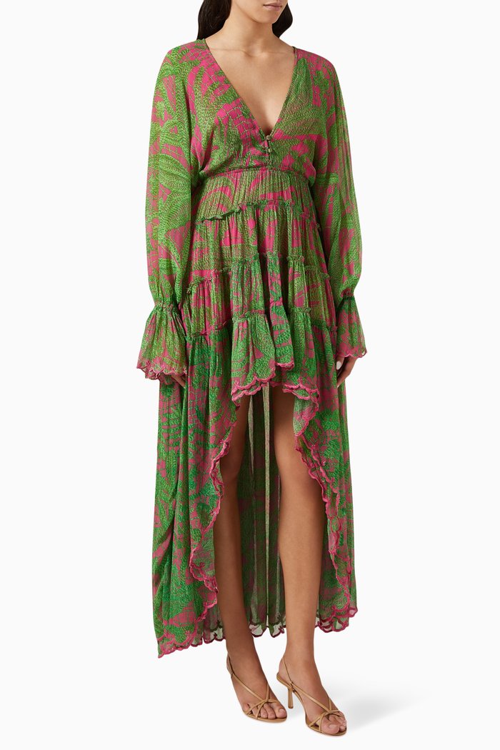 

Goa High-low Dress in Cotton, Green