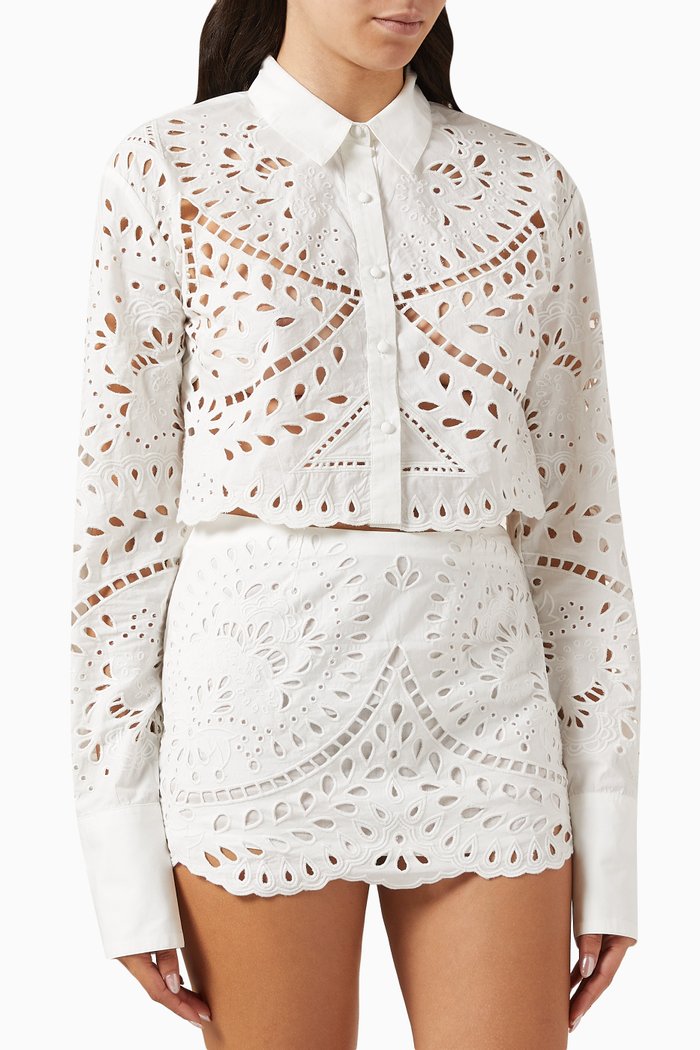 

Aisha Cropped Shirt in Cotton, Neutral
