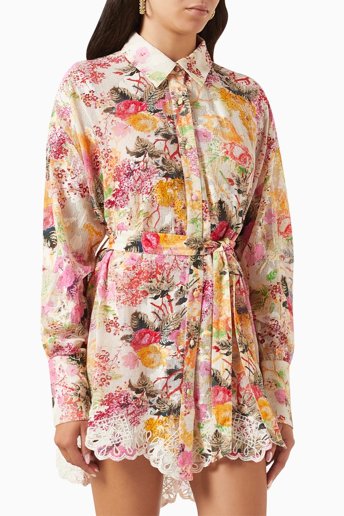 

Charu Shirt Dress in Cotton Blend, Multicolour