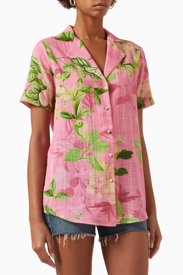 

Ruby Printed Shirt in Cotton-gauze, Pink