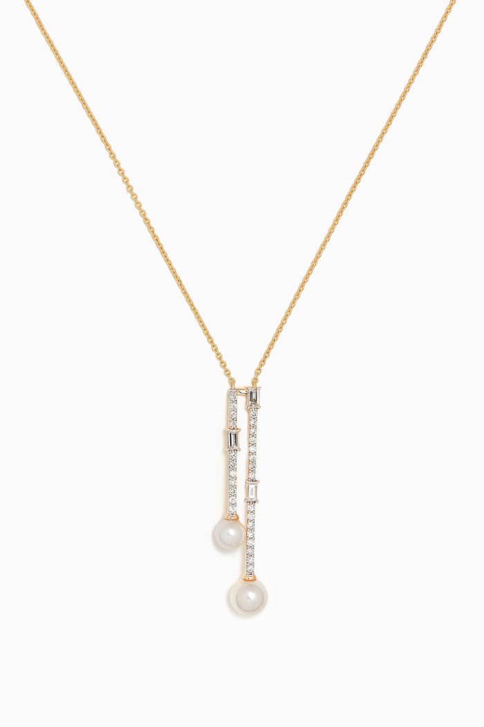 Symphony Pearl & Diamond Necklace in 18kt Gold, Yellow