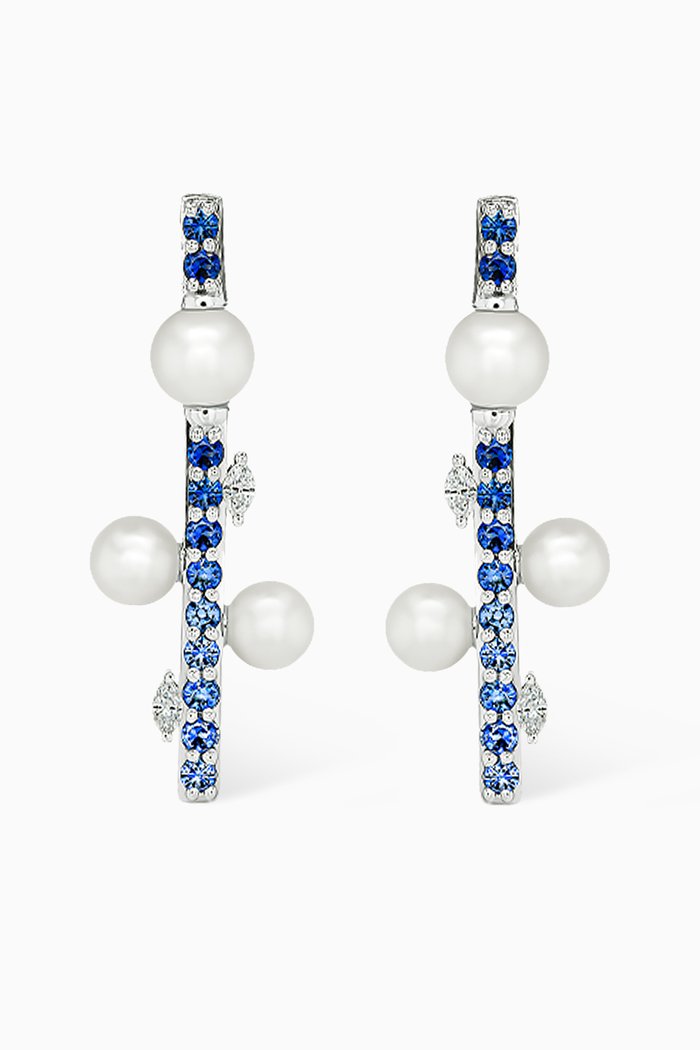 

Symphony Harmony Pearl, Sapphires & Diamond Earrings in 18kt White Gold