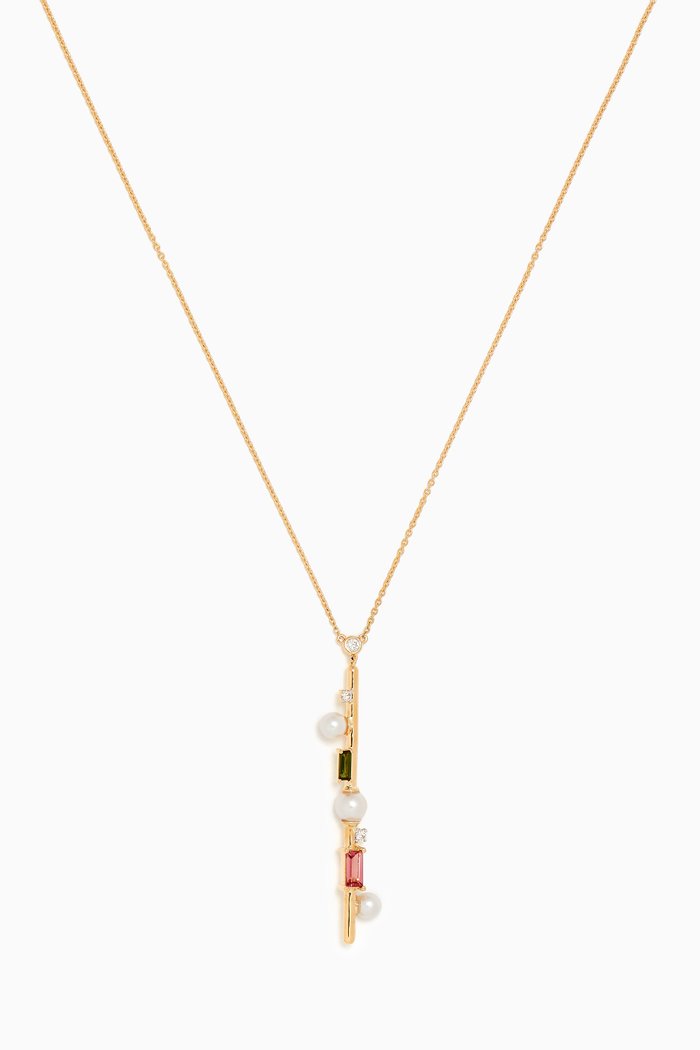 

Symphony Pearl, Diamond & Tourmaline Necklace in 18kt Gold, Yellow