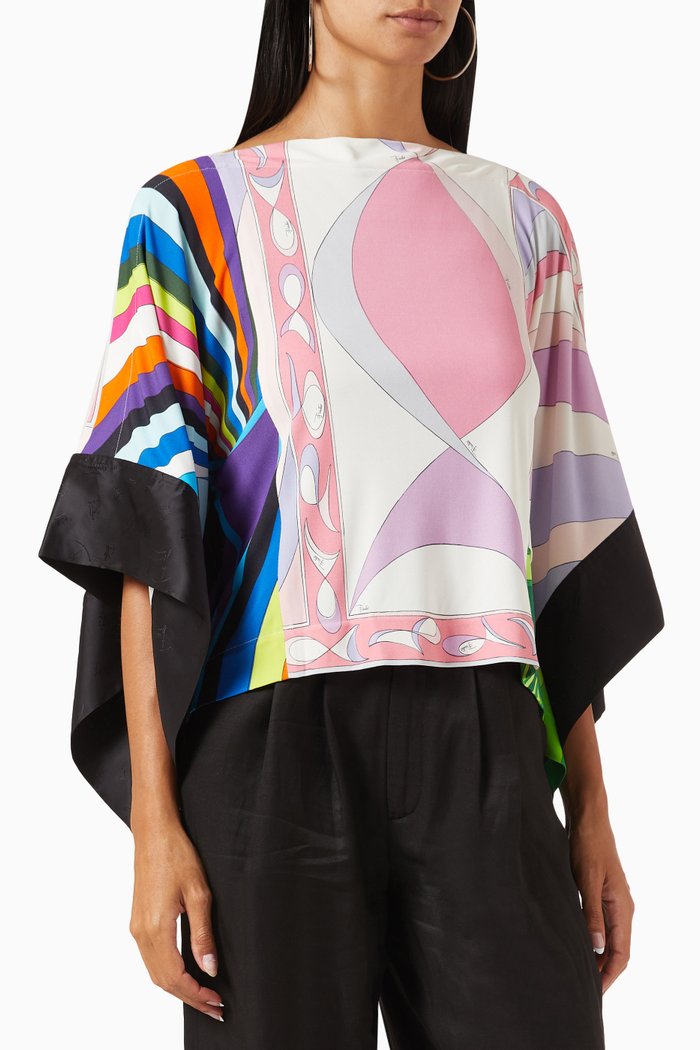 

Printed Blouse in Jersey, Pink