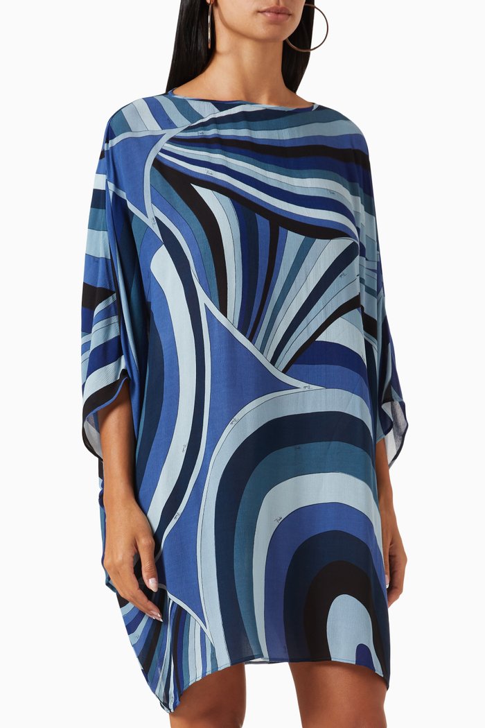 

Printed Kaftan in Garza, Blue