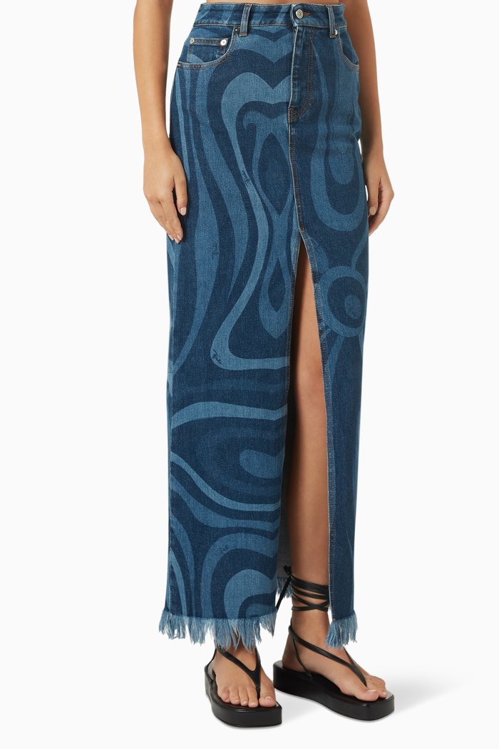 

Marmo Long Skirt in Denim, Blue