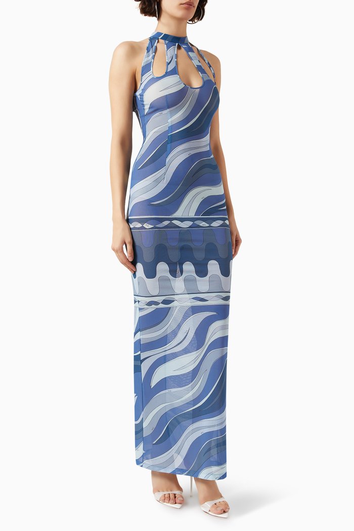 

Long Dress in Mesh, Blue