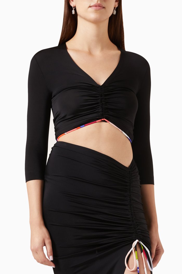 

Iride-print Crop Top in Viscose Jersey, Black