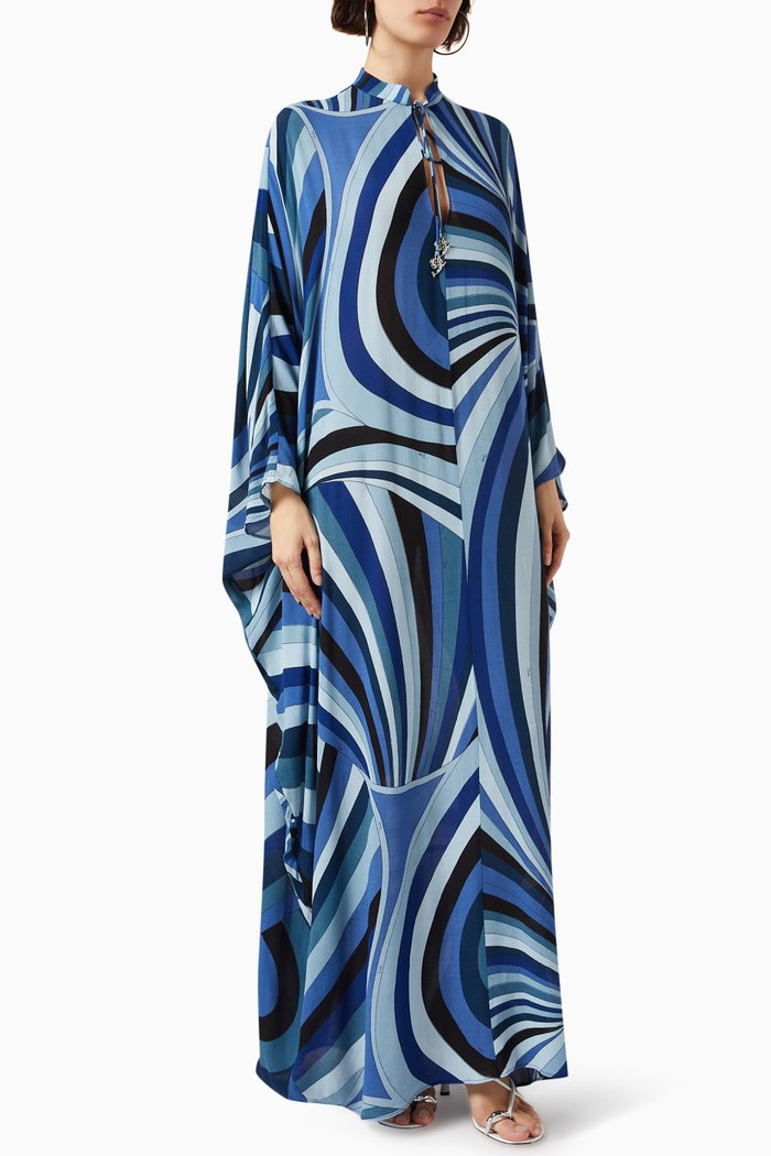 

Printed Kaftan in Garza, Blue