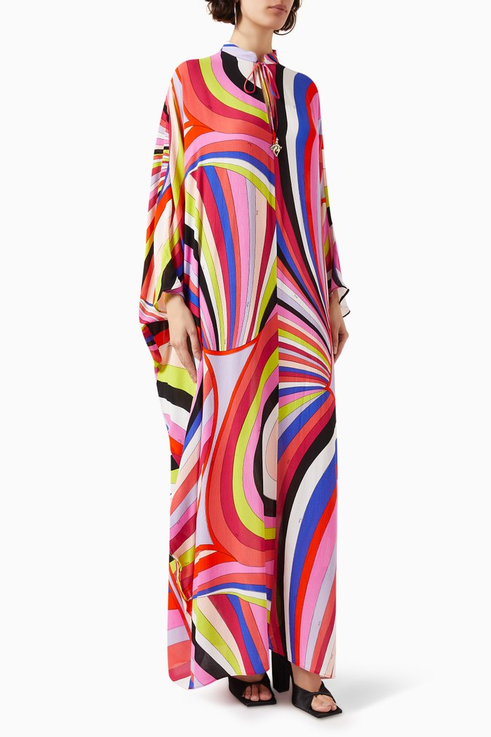 Printed Kaftan in Garza, Multicolour