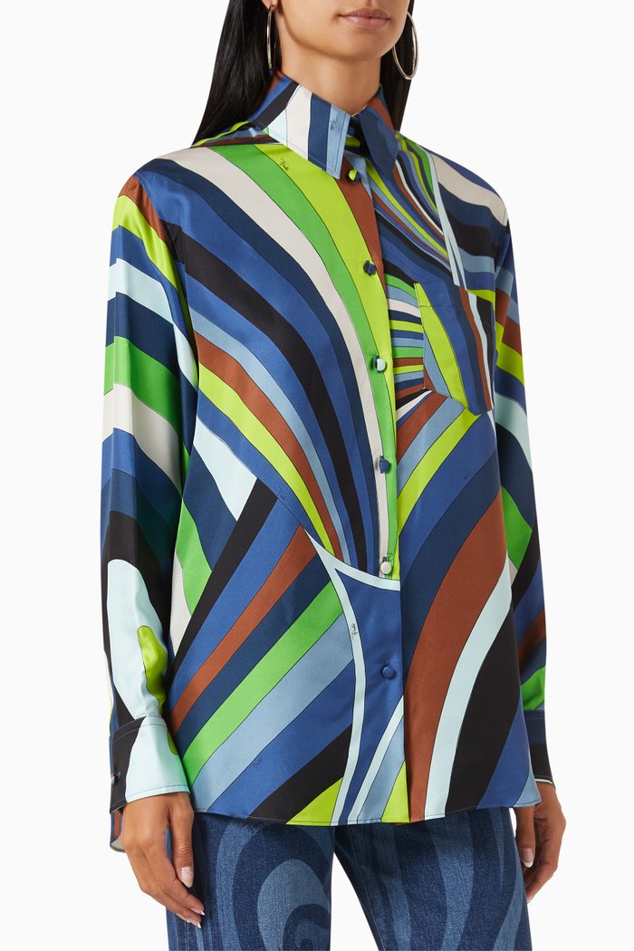 

Printed Shirt in Twill, Green