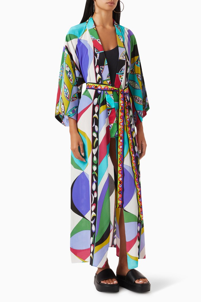 

Belted Kaftan in Crepe de Chine, Multicolour